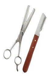 Double Tooth Thinning Shear, Medium Stripping Knife, Stainless Steel